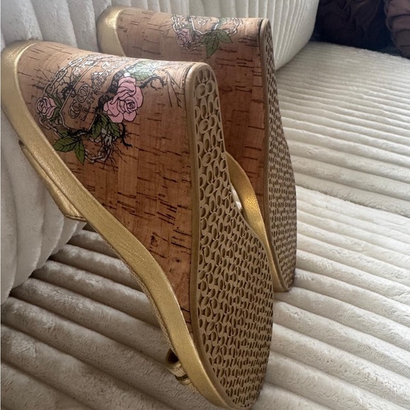 Coach Metallic Gold Chain-Trim Slingback Sandals - Picture 3 of 6